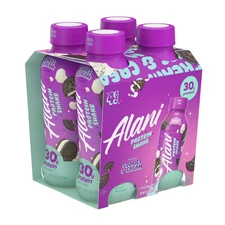 Alani Nu Protein Shake, Cookies & Cream, 12 fl oz, 4 Pack, Bottles, 30g Protein,