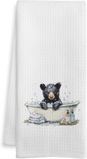 Black Bear Gift Hand Towels for Bathroom, Kids Bathroom Decor, Bear Lover Gifts