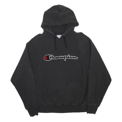 CHAMPION REVERSE WEAVE Hoodie Homme Noir XL Coton Mélangé Col Rond - Photo 1/4