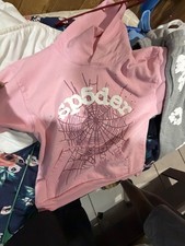 Spyder Pink Pullover Hoodie Web Graphic Logo Women Size M Long Sleeve