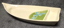 NEW -10 oz. 10.5″ x 4.75″ 2-Compartmant Japanese Sushi Boat Plate, 1″ Deep- NICE