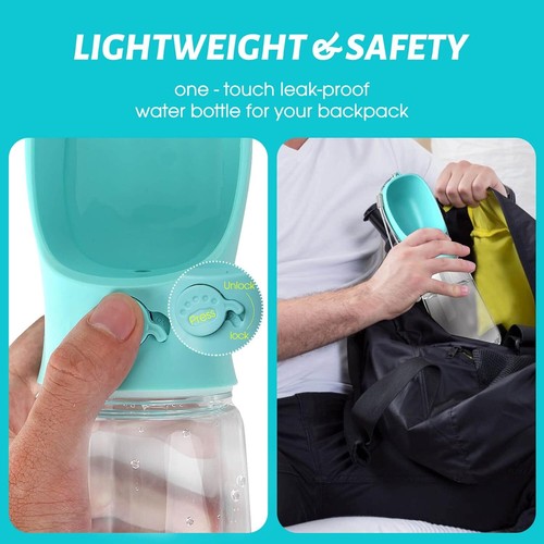19oz Leak-Proof Dog Portable Puppy Water Bottle with Feeder - Food Grade Plastic - Picture 18 of 21