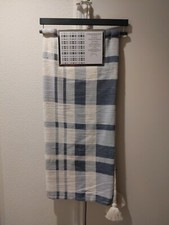 Chenille Throw Plaid Soft Gray White Plaid Tartan Tassels 50x60" NWT