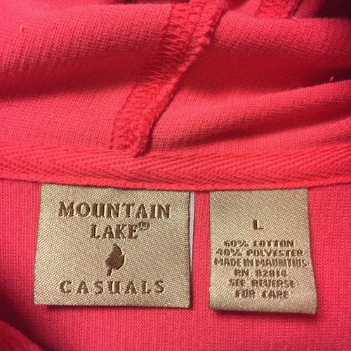 Mountain Lake Casuals Hoodie Jacket Size L Large Full Zip Coral Velour - Picture 2 of 5
