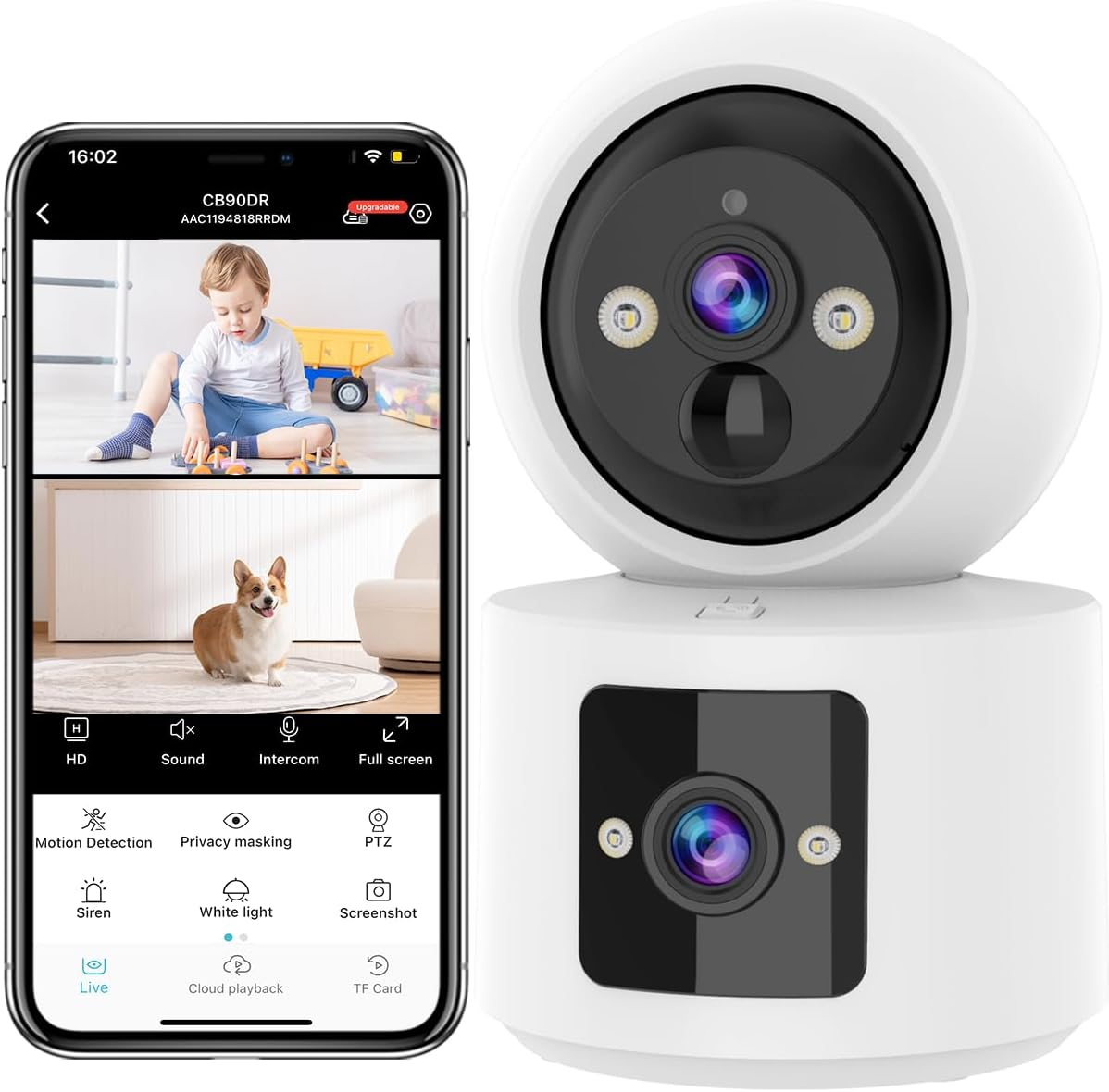 Powered Camera Indoors, Wifi Indoor Camera Wireless with AI Motion Detection, Ba