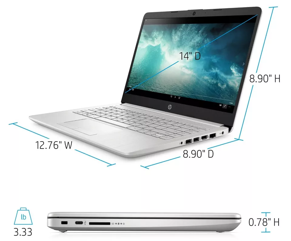 HP 14" FHD Laptop Notebook Ryzen 3 3250U 12G RAM, 1.2 TB storage, new - Image 3 of 4