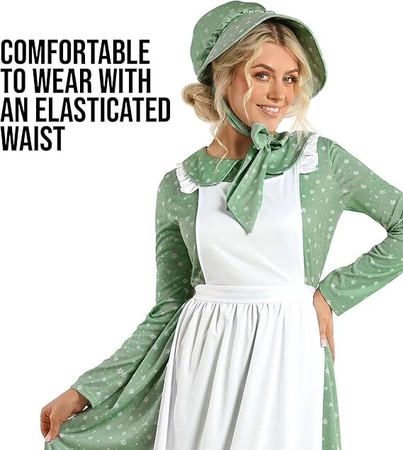 Women`s Betsy Ross Costume Colonial Prairie Pioneer Patriot Dress +  Bonnet - Image 4 of 4