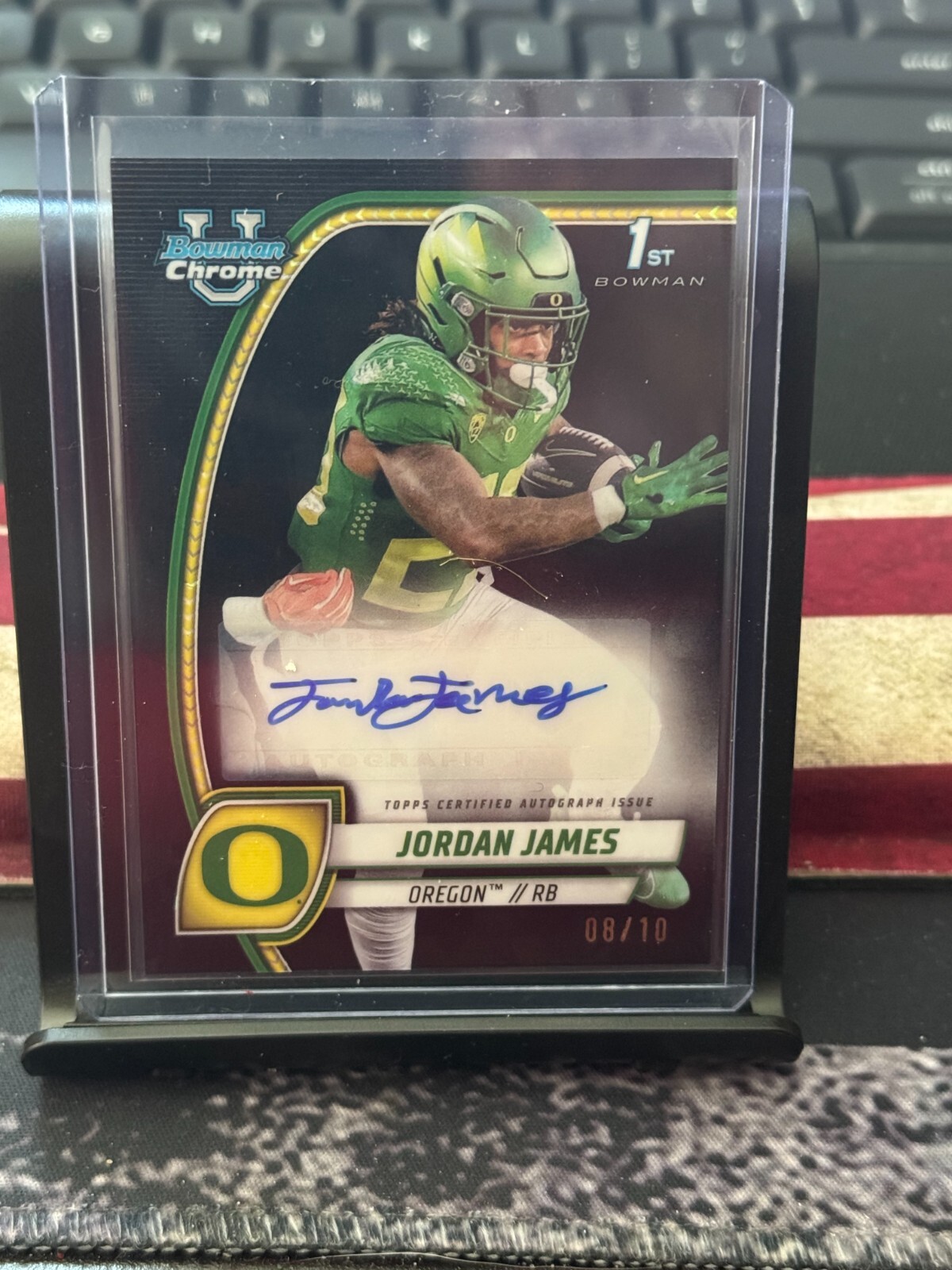 2024 BOWMAN U SAPPHIRE JORDAN JAMES 08/10  CHROME AUTO BLACK REFRACTOR