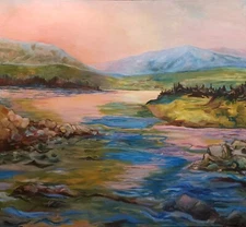 "Pleasure of the Valley" by Caroline Wadman 1982 oil painting on canvas