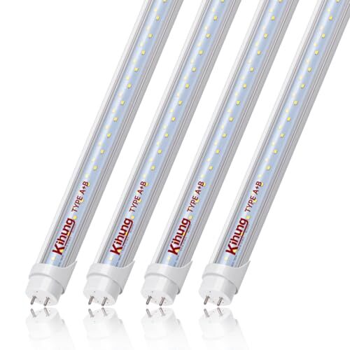 T8 Led Bulbs 4 Foot Type A+B Tube Light, 24W, 3120LM, 6000K Led Tube