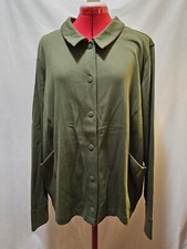 Isaac Mizrahi Live Army Green Snap Cotton Cardigan. Plus Size 2X