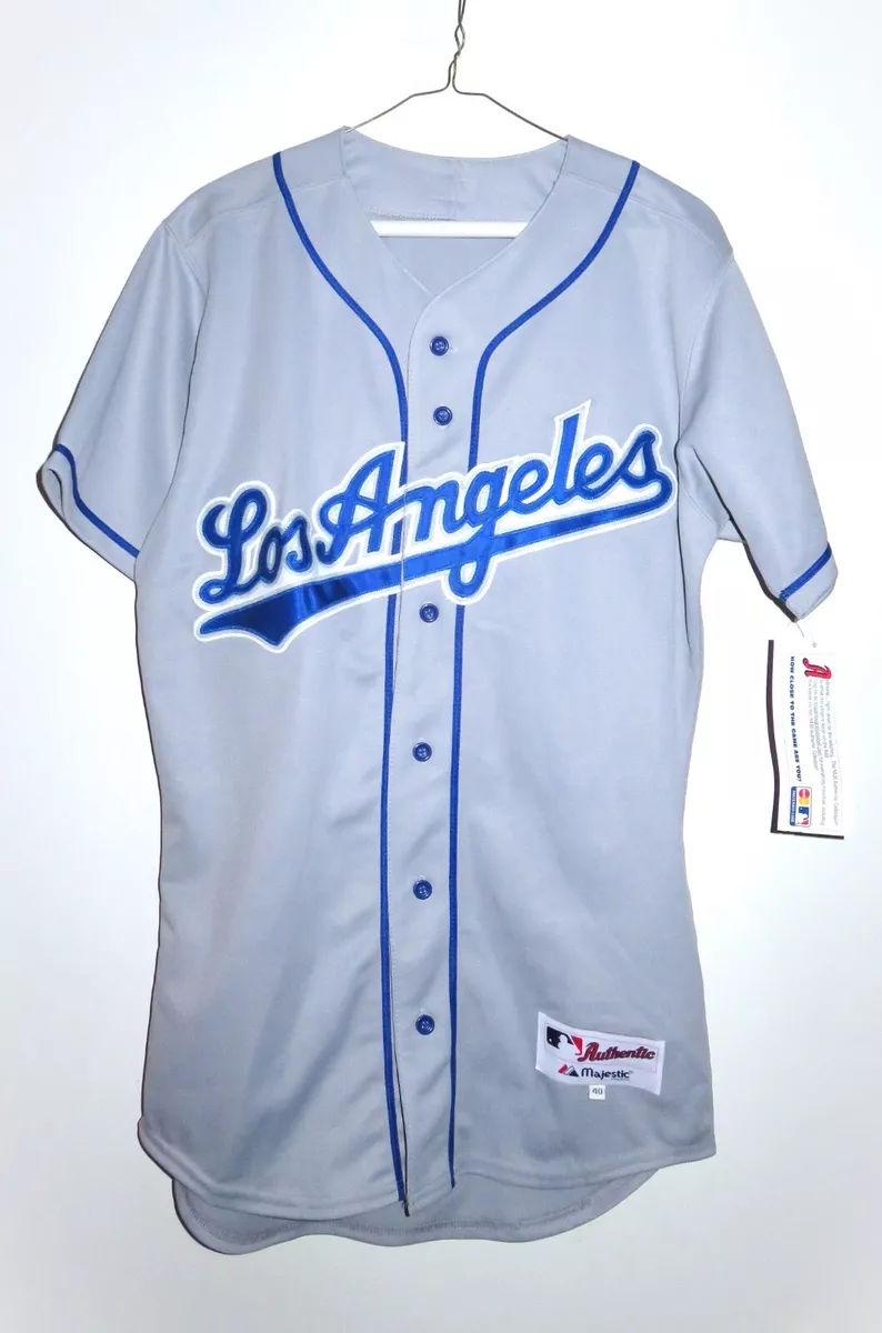 New Majestic Authentic Los Angeles Dodgers Road Grey Jersey 40 Medium M  Blank