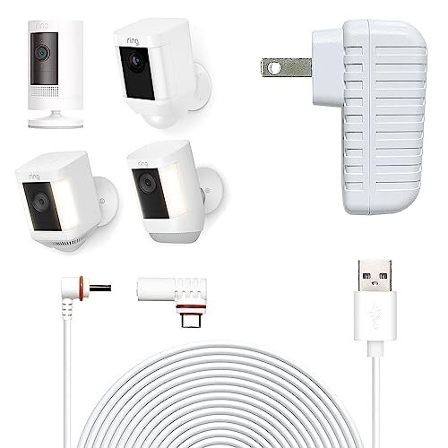6Ft Charging Cable with Adapter for Ring Camera,Ring Power Cord