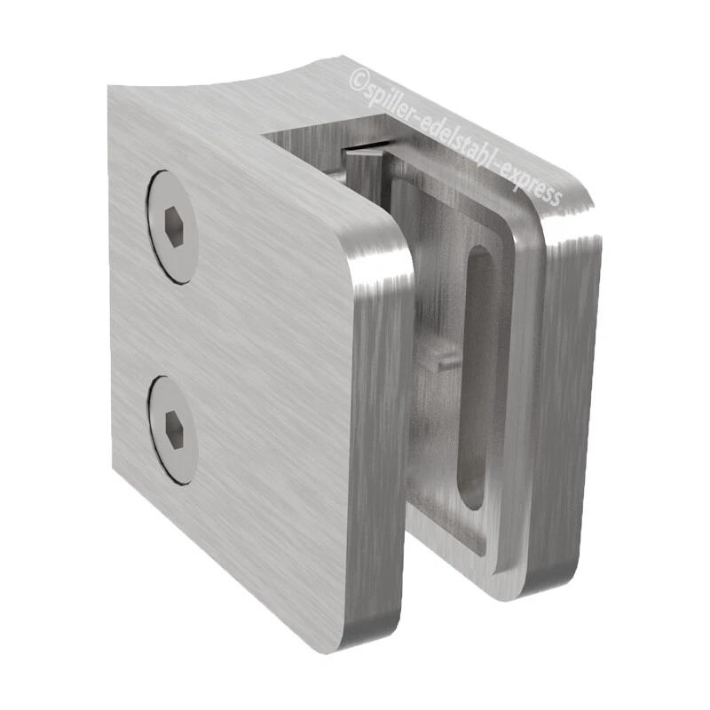 V2A Edelstahl Glashalter 45x45mm geschliffen Glasklemmen 1,5-10,76mm Geländer