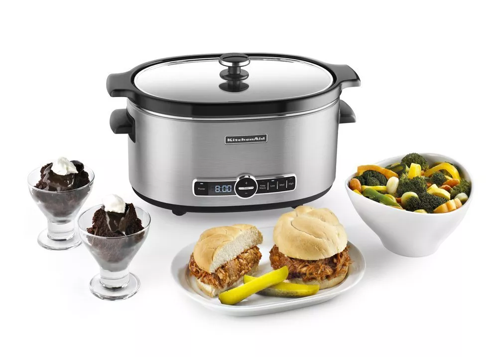 KitchenAid 6-Quart Slow Cooker with Solid Glass Lid, Stainless Steel