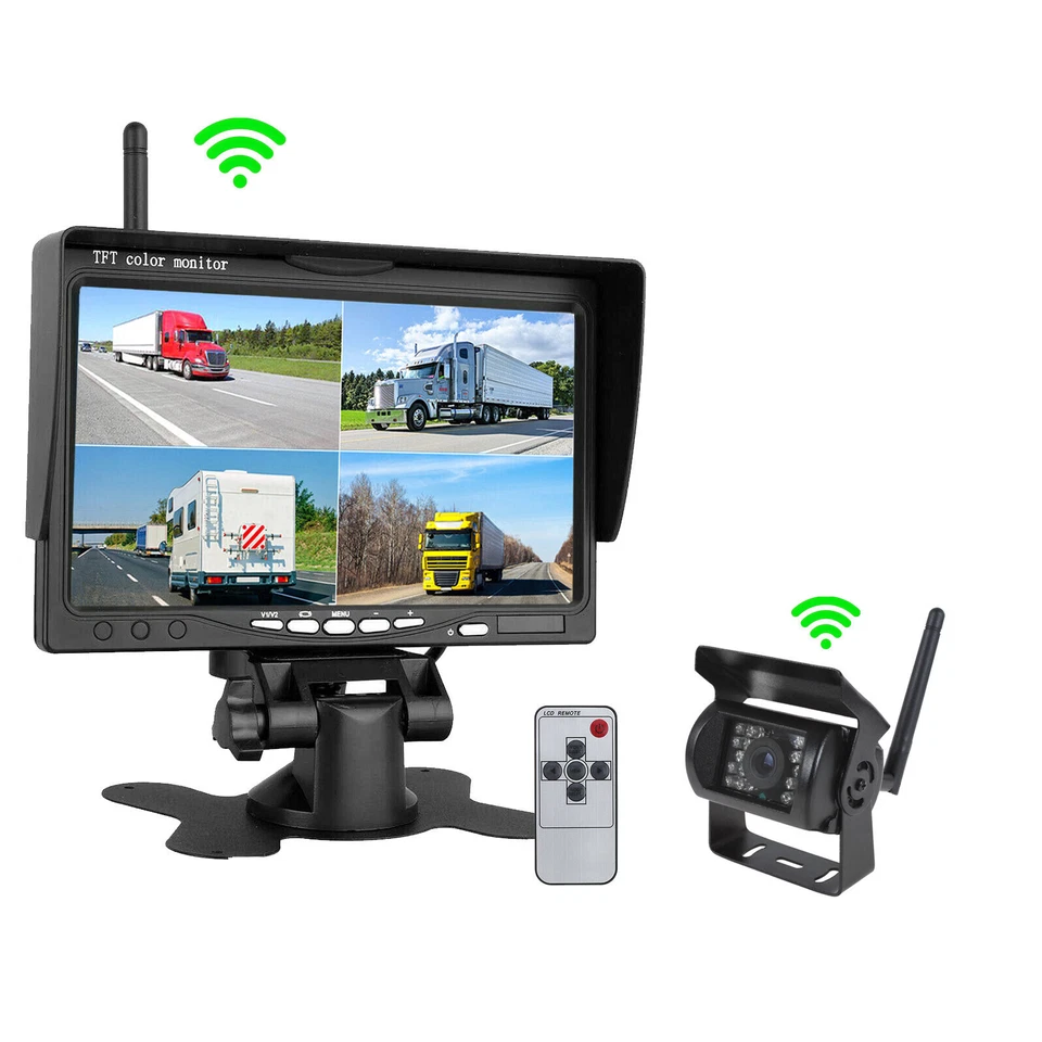 Wireless Digital Car Backup Reverse Camera 7" Monitor Split for RV Truck Trailer - Image 4 of 4