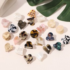 Women's Heart Round Semicircle Shaped Acetate Geometric Hairpins Mini HairClaws+