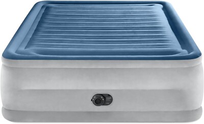Air Mattress Durable Fiber-Tech Built-in Electric Pump 22'' Queen Mattress, Blue
