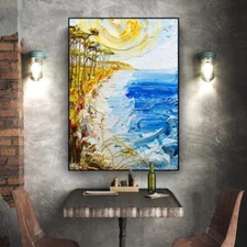 Painting On Canvas Seaside Sunrise Landscape Abstract Oil Painting Hand Painted