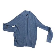 EXPRESS Knit Full Zip Jacket Sweater Men's MEDIUM Grey Long Sleeve No Collar