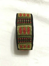 Vintage French Jacquard Embroidered Trim By The Yard 1 1/4" Wide Bead &Reel(B32A