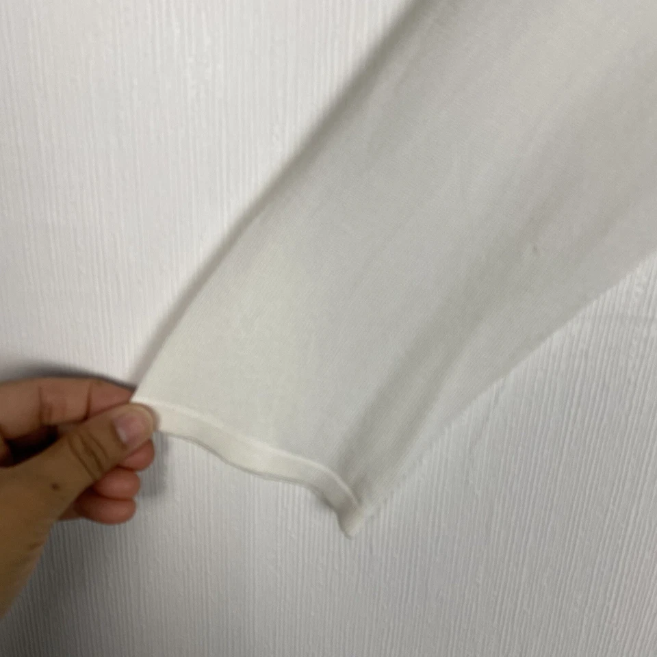 Alberto Makali 全新带标签荷叶边开衫毛衣上衣白色粘纤混纺 M 码 — 第 4/4 张图片