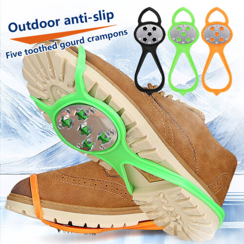 1 Pair 5 Studs Crampons For Snow And Ice Anti-Skid Shoe Spikes Climbing Cleat $d - Afbeelding 1 van 12