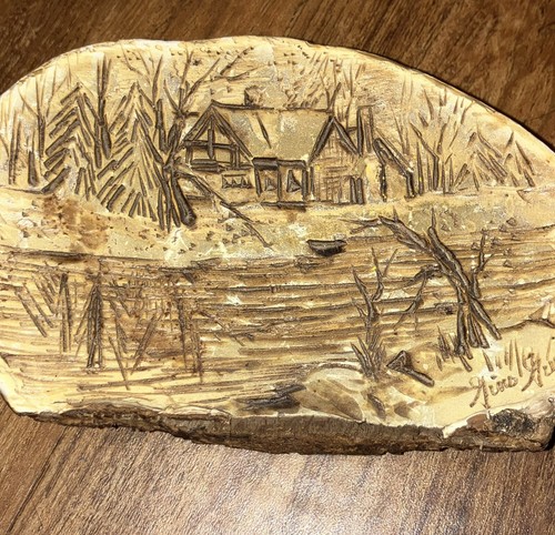 Vintage handgeschnitzter Pilz signiert - Bild 4 von 5
