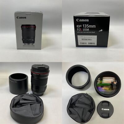 NEW nib Canon EF 135mm F/2L USM lens, case hood, 2520A004