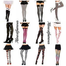 PUNK ROCK ALTERNATIVE HALLOWEEN FASHION FANCY DRESS COSTUME HOLD UP & STOCKINGS