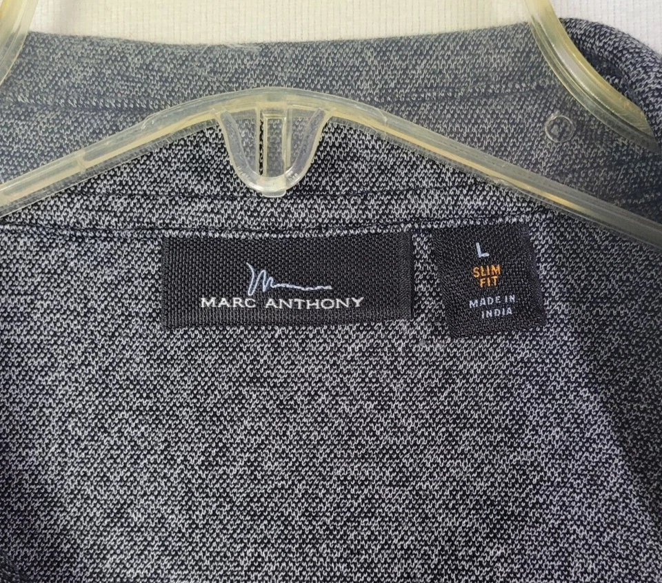 Marc Anthony Shirt Mens Size Large Black Gray Button Up Slim Fit Long Sleeve - Image 4 of 4