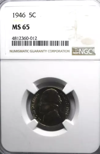 1946 5c Jefferson Nickel NGC MS65 BU Denver Five Cents