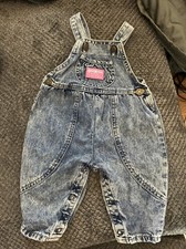 Vintage OshKosh B'Gosh DENIM OVERALLS Girls 6/9 Mos Vestbak Jeans Made in USA