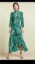RIXO London Lucy Silk Animal Print  Maxi Dress Size S