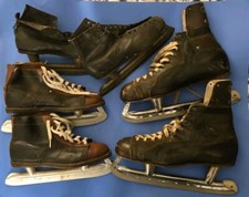 3 Pair- CCM Davega, Vintage ICE Skates Made In Canada Decoration.