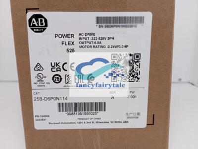 New Factory Sealed Allen-Bradley 25B-D6P0N114 PowerFlex 525 AC Drive 25BD6P0N114