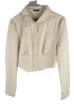 Giacca corta BERSHKA beige ecopelle taglia L donna casual outdoor capospalla