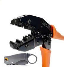 RF Coax Tool Combo Cable Stripper + Ratchet Crimper RG58 RG11 RG62 RG8 RG213