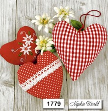  1779 TWO Individual Paper LUNCHEON Decoupage Napkins - LOVE BAVARIAN HEARTS