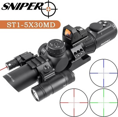 Rifle Scope 1-5X30 LPVO Scope + Flashlight + Red Laser + Red Dot