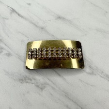 Vintage Rhinestone Studded Gold Tone Cinch Belt Buckle
