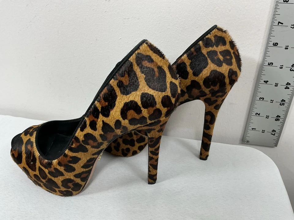 Bombas de plataforma con estampado animal Schutz para mujer Us 8,5 Slip On Peep Toe Foto 4 de 4