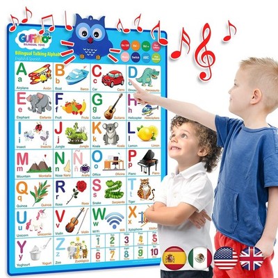 Bilingual Alphabet Wall Chart - Interactive Touch Buttons for Preschool Learning