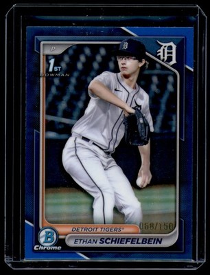 2024 Bowman Draft Chrome Ethan Schiefelbein Blue Refractor /150 #BDC-7 Tigers