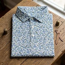 Rhoback Quarter Performance Polo White Men  s New Orleans Golf Shirt Stretch