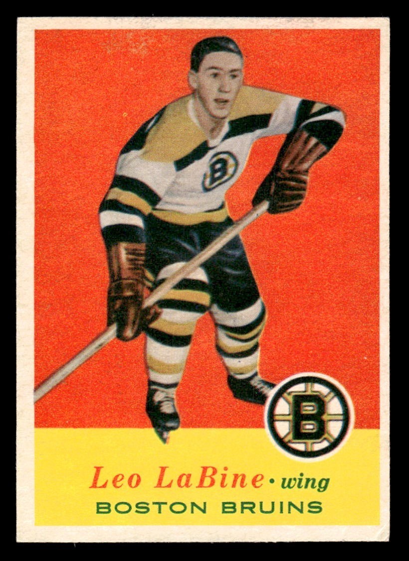 Leo Labine #9 Hockey Cards 1957 Topps trading card — raw and PSA graded price guide