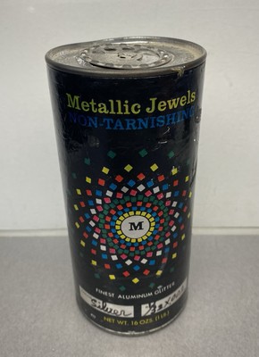 Vintage Metallic Jewels Aluminum Silver Glitter Large Bottle ~ Half Full~crafts
