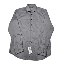 Van Heusen Steel Gray Dress Shirt Mens Medium 15-15.5 34/35 Regular Stretch NEW