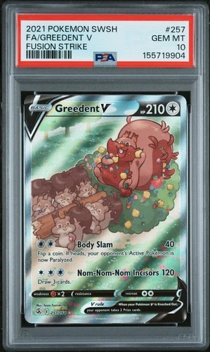 Greedent V 257/264 Fusion Strike Pokemon PSA 10