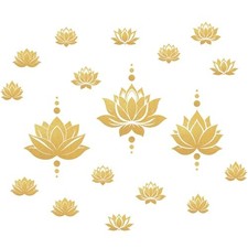 2 Sheets Lotus Flower Wall Decals DIY Gold Dot Removable Vinyl Stickers for